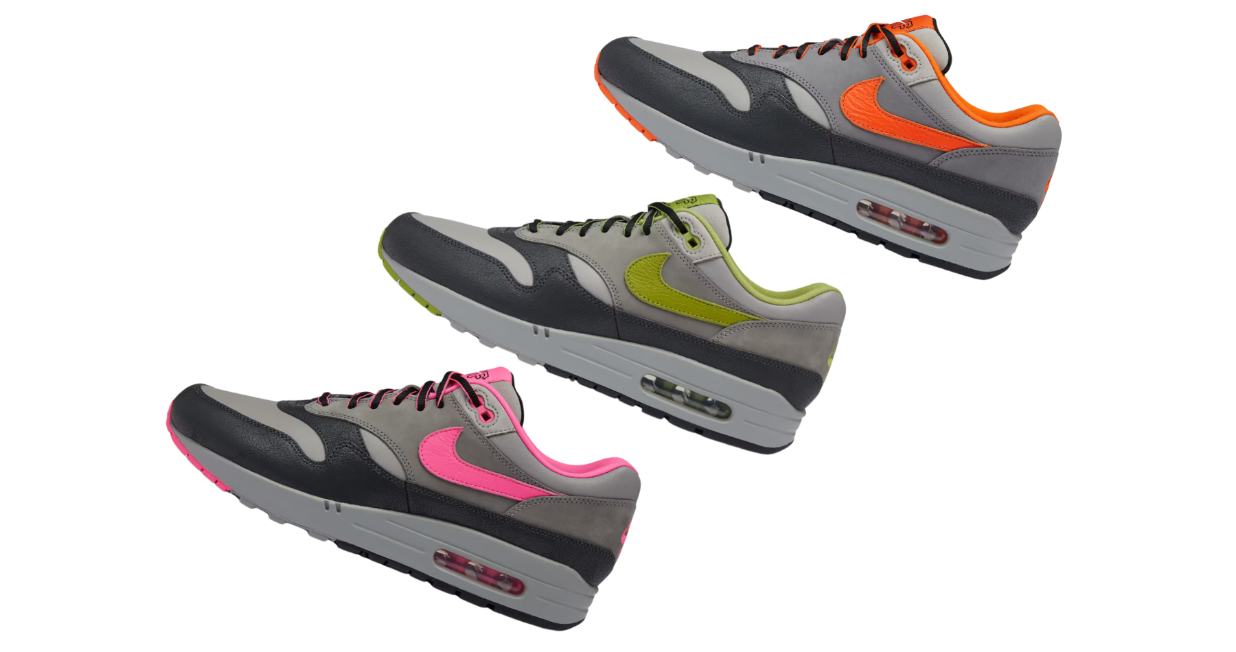 HUF x Nike Air Max 1 2024: New Anthracite Pear, Brilliant Orange, and Pink Pow Colorways