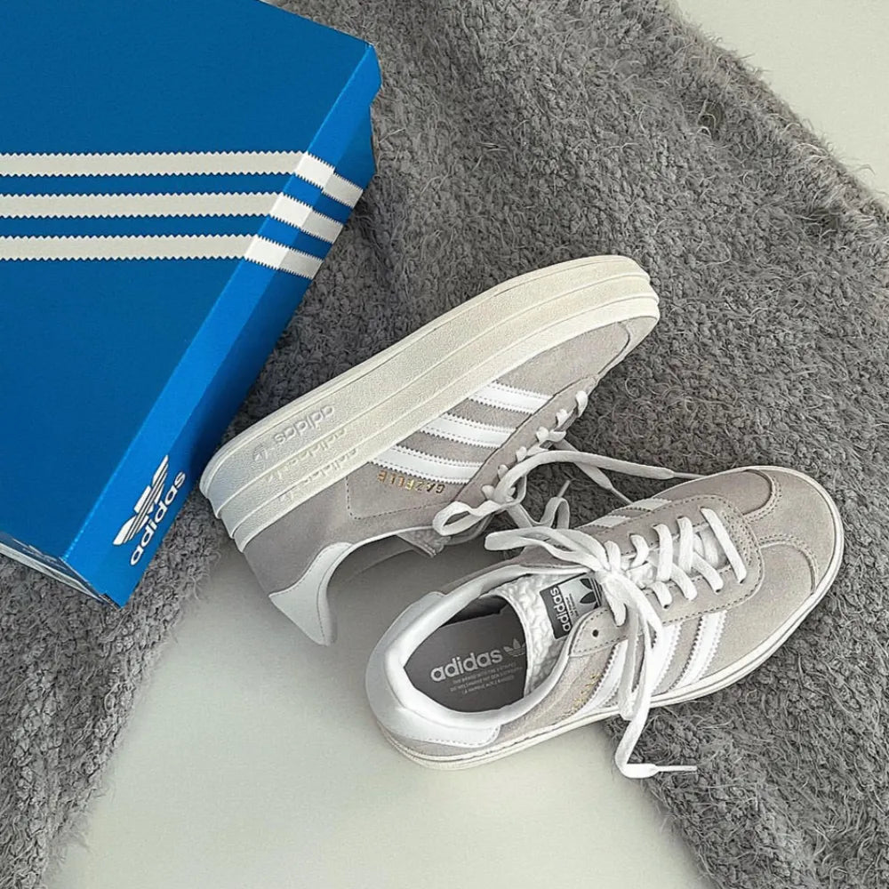 Adidas originals gazelle grey and white hotsell