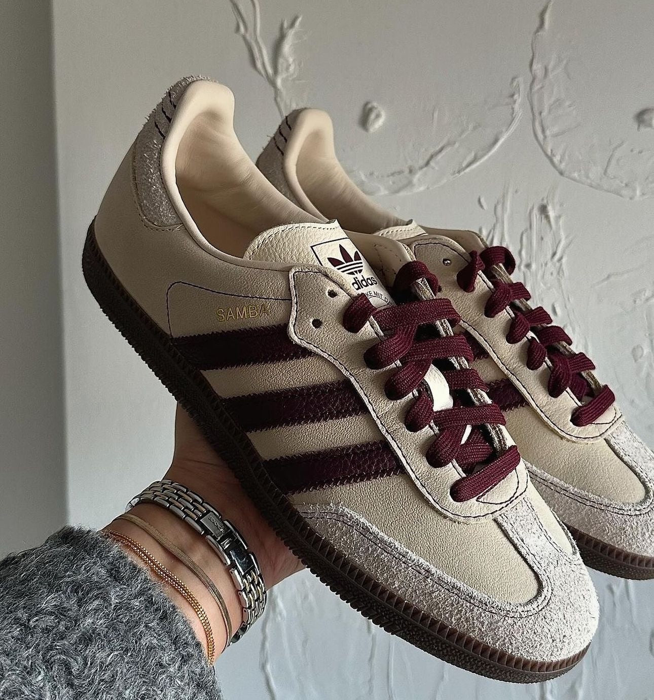 Ad*s samba og wonder white maroon