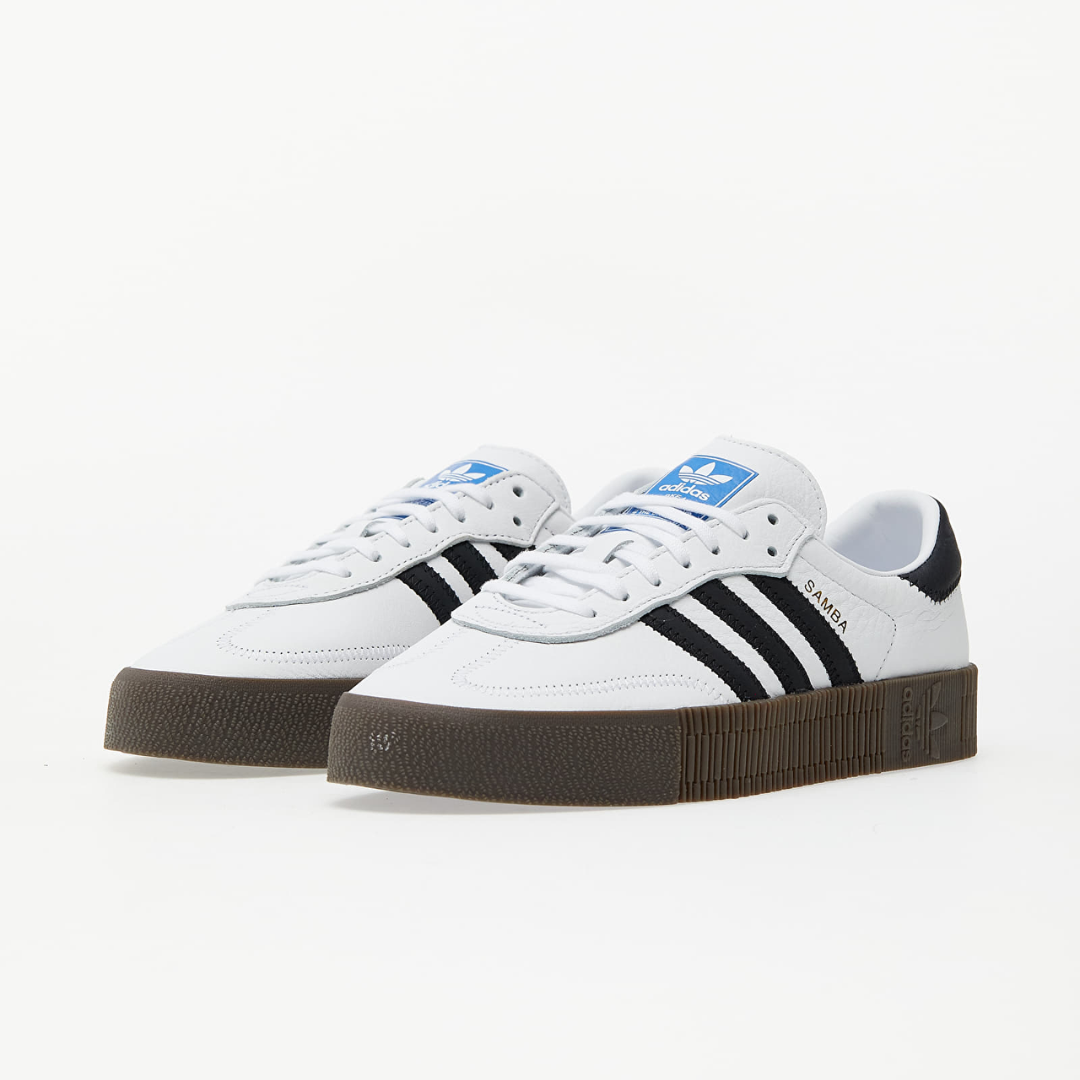 Adidas originals samba rose trainers in white with dark gum sole on sale