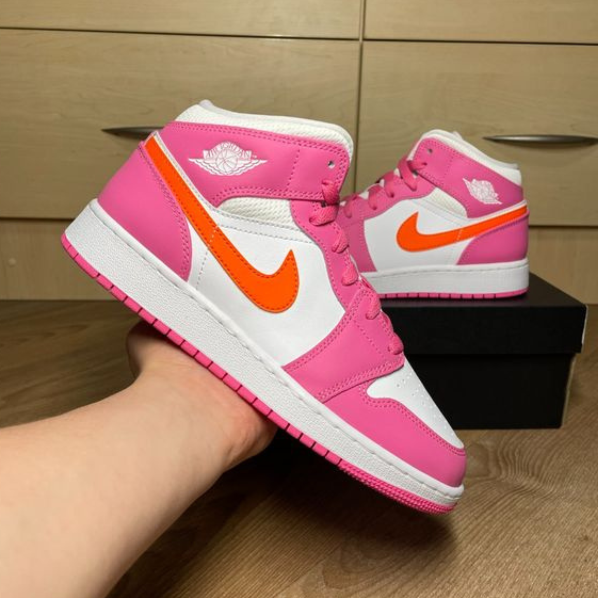 Jordan 1 Mid Pinksicle Safety Orange