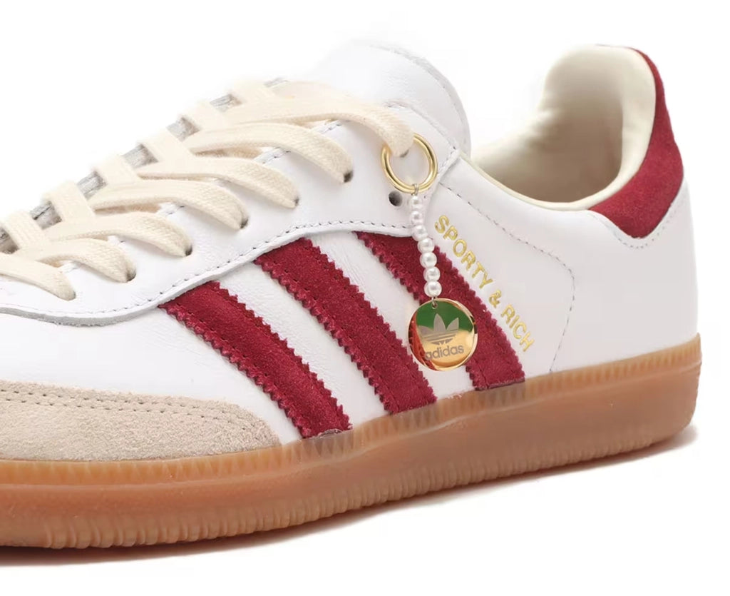 Ad*s samba sporty & rich white collegiate burgundy