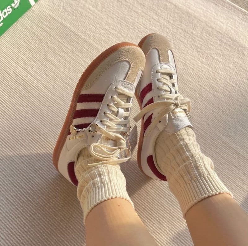 Ad*s samba sporty & rich white collegiate burgundy