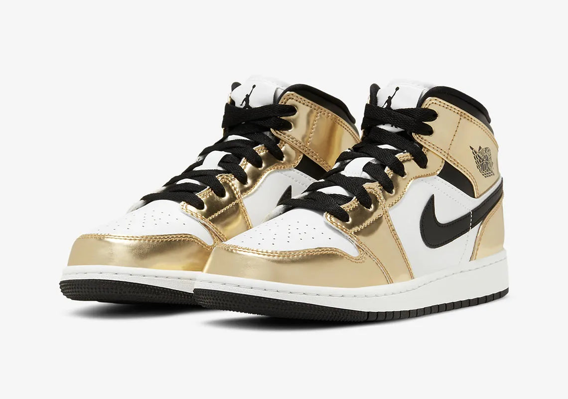 Jordan 1 Mid Metallic Gold Black White (GS)