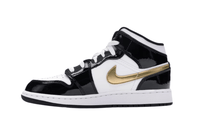 Jordan 1 Mid Patent Black White Gold (GS)