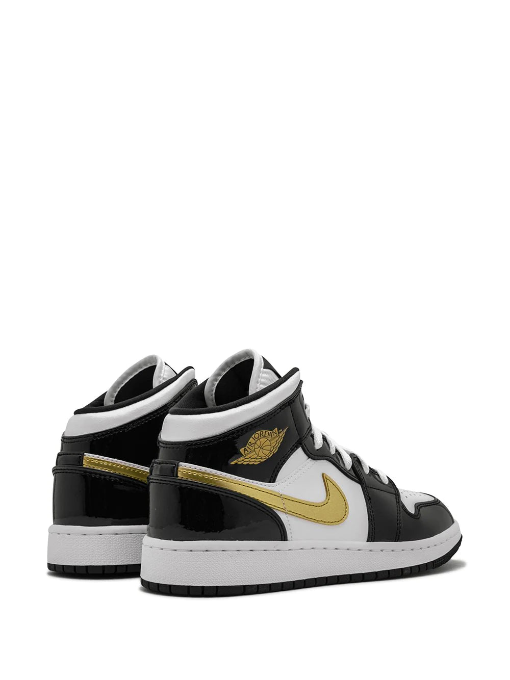 Jordan 1 Mid Patent Black White Gold (GS)