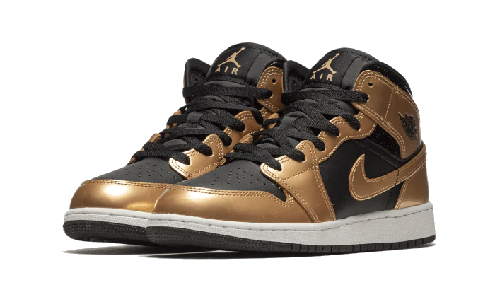 Jordan 1 Mid SE Metallic Gold Black (GS)