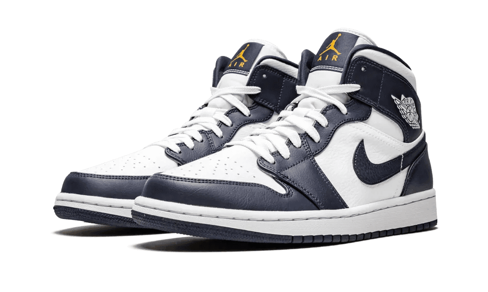 Jordan 1 Mid 'White Metallic Gold Obsidian' - Sneakerhype